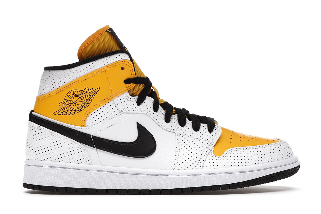 Jordan 1 mid black university outlet gold